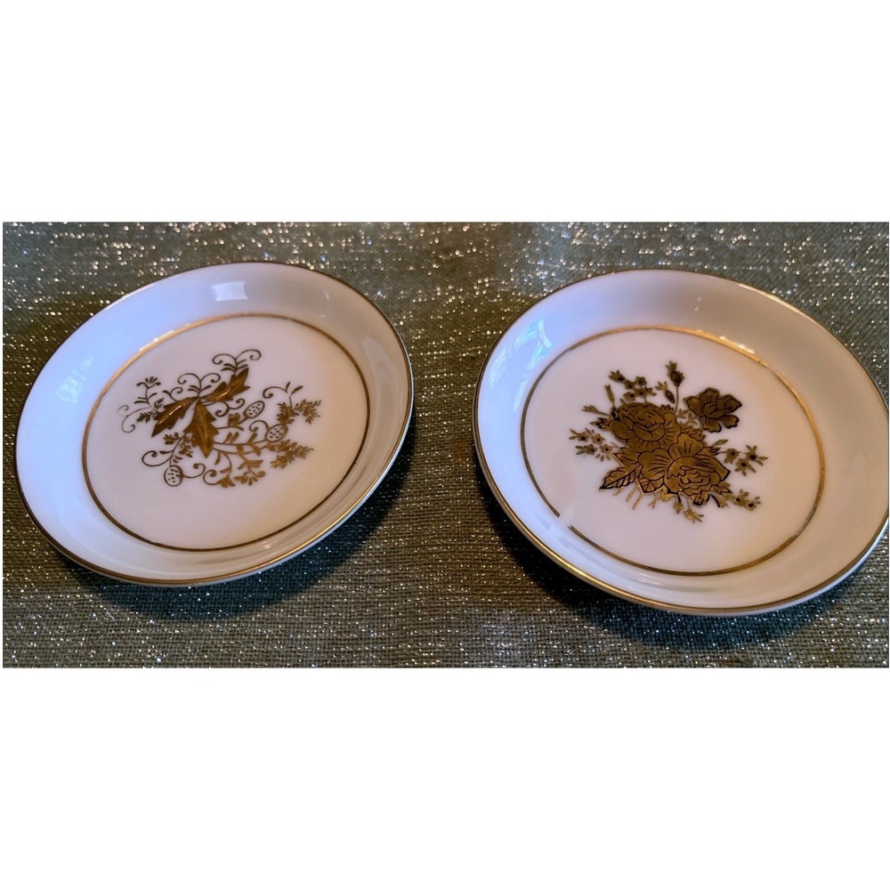 Lefton ANDREA BY SADEK Set of 2 Butter Pats Gold Trim #289